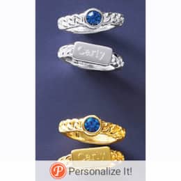 Personalized Name & Birthstone 2-Ring Set, , large