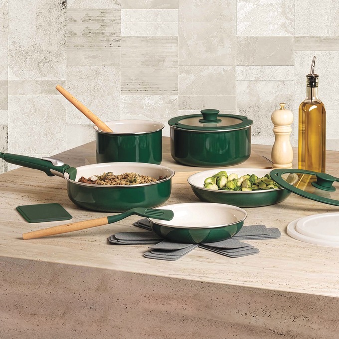 Gotham Steel 18-Piece Detachable Handle Cookware Set, Hunter, large