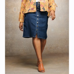 So Chic Button-Front Denim Skirt, , large