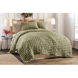 Cloud Puff Textured Oversized Quilt and Coordinating Sham, , large