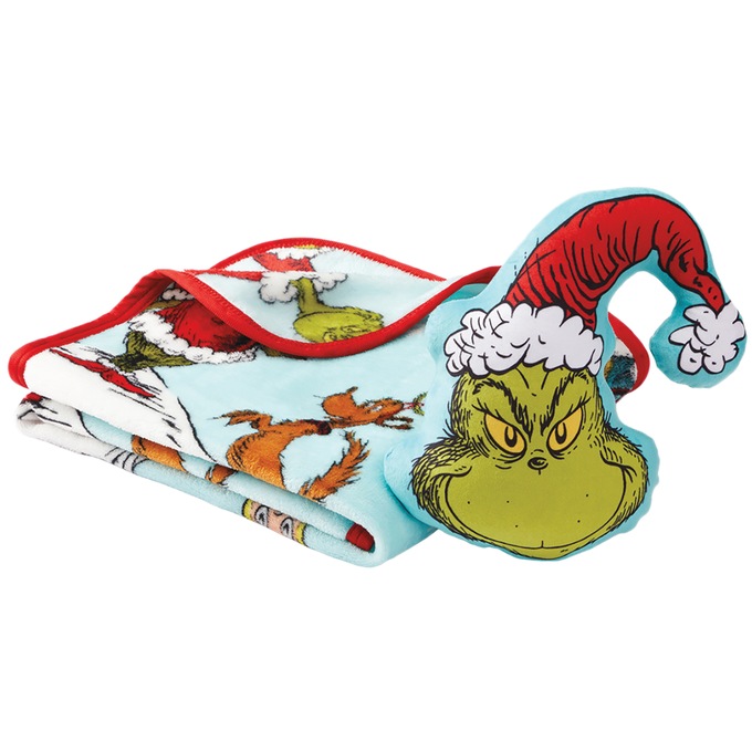 2-Piece Grinch Pillow and Throw Set, , large