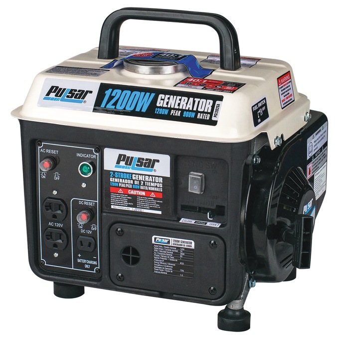 Pulsar 1200W/900W 2-Stroke Gas Generator, Black, large