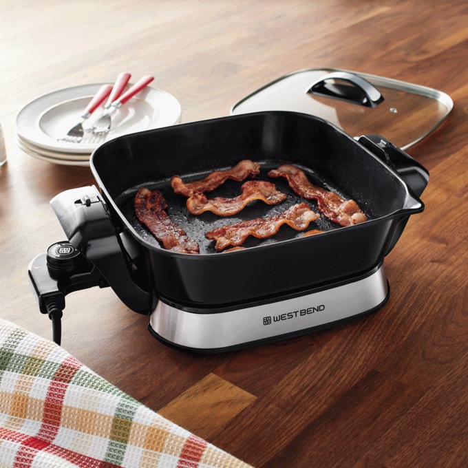 West Bend 11" 4.2-Quart Electric Skillet with Foldable Base, Black, large