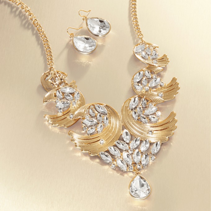 Crystal Wings Necklace & Earring Set, , large