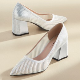 Midnight Velvet Rhinestone Stripe Pump, , large