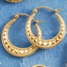 10k Gold Block Round Hoops, , large