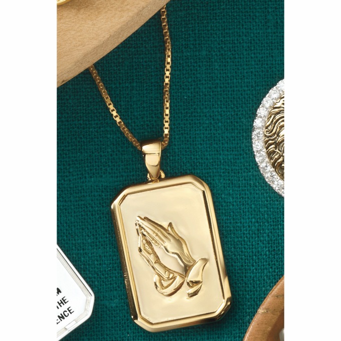 Men's Praying Hands/Serenity Prayer Pendant, , large