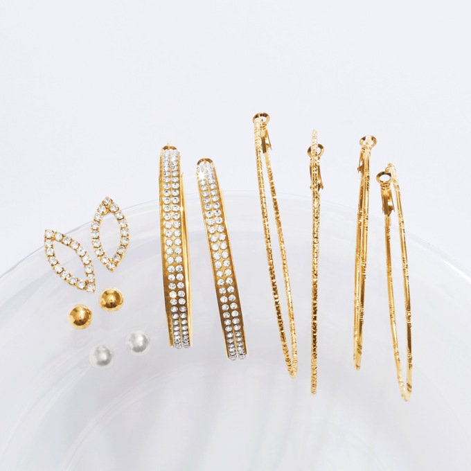 6-Pair Hoop Post Earring Set, , large