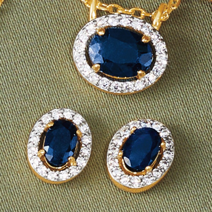 Gemstone Necklace and Earring Set, , large
