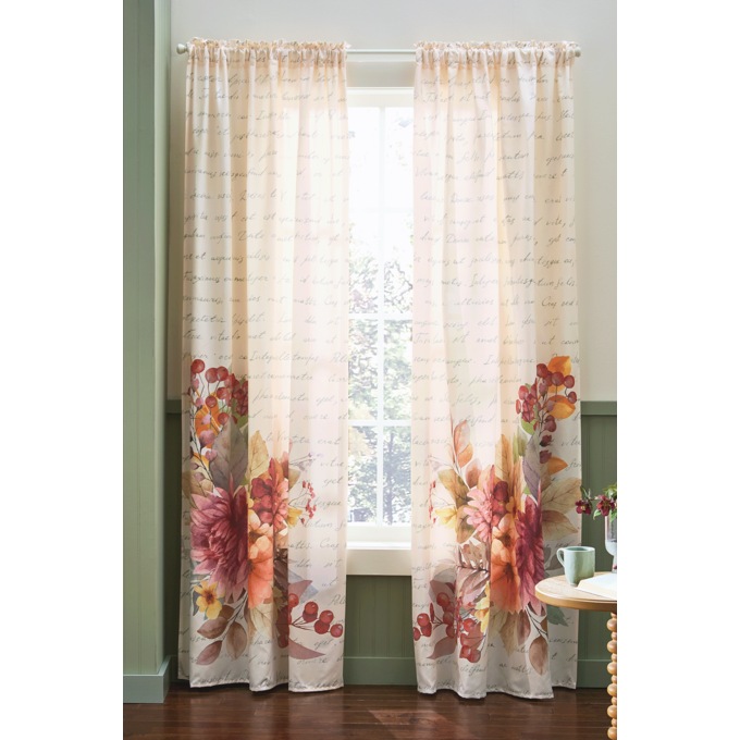 Prairie Blooms Fall Bouquet Curtain Panel Pair, , large