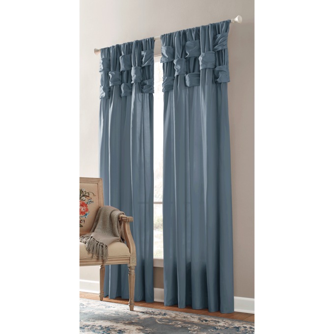 Semi-Sheer Basket-Weave Top Window Panel, , large