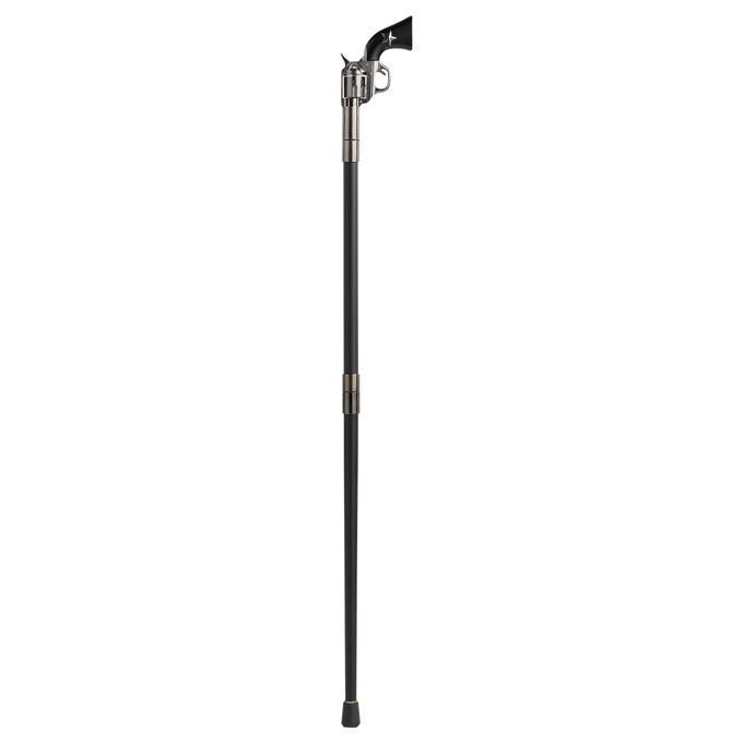 Revolver Handle Walking Cane, Black, large