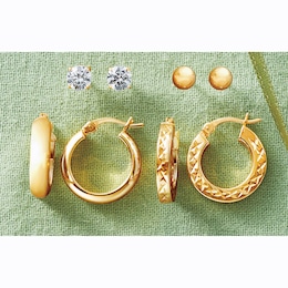 Hoops &amp; Posts 4-Pair Earring Set, , large