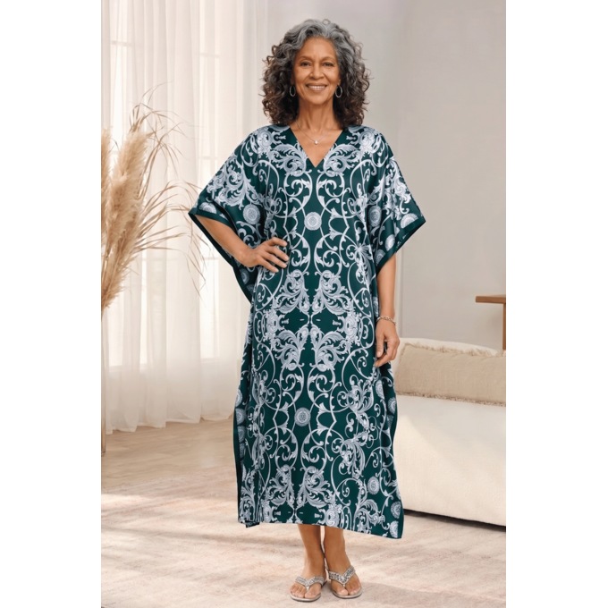 Alluring Long Caftan with V-Neck, , large