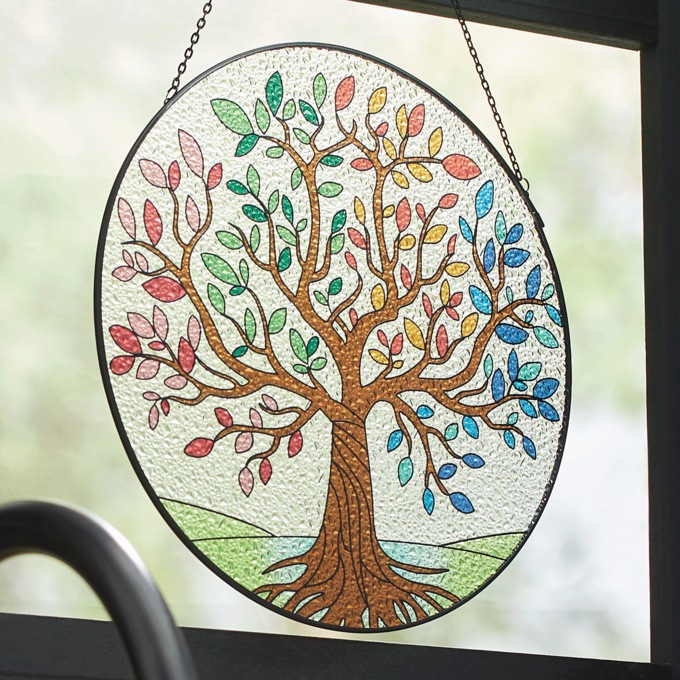Stained Glass Mystic Tree of Life Hanging, , large