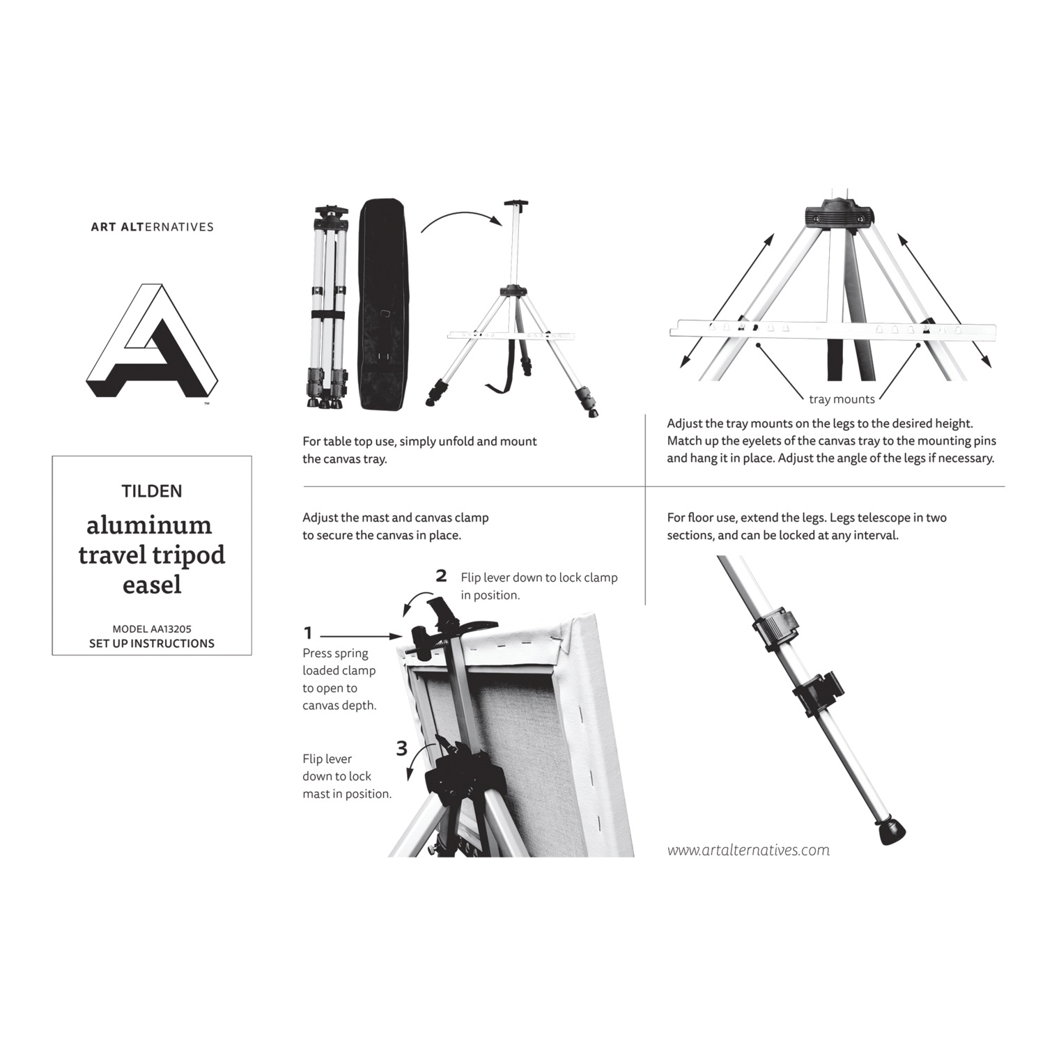 Art Alternatives Tilden Aluminum Tripod Easel Montgomery Ward