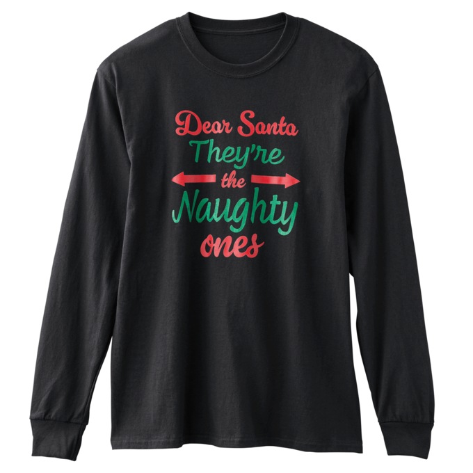 Dear Santa They’re the Naughty Ones Funny Holiday Tee, , large