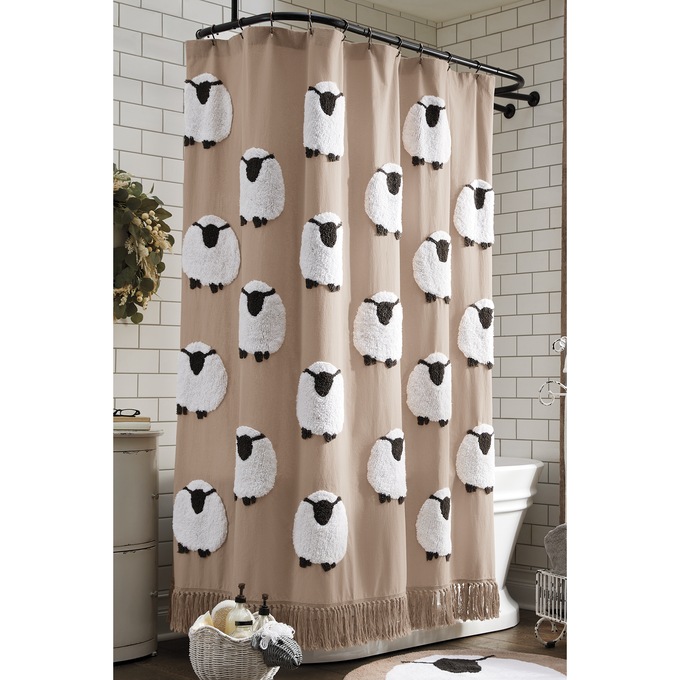 Sheep Chenille Shower Curtain, , large
