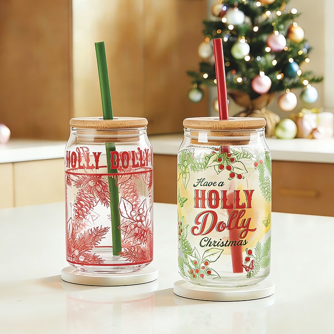 Dolly Parton Holly Dolly Christmas Glass Tumbler Set, , large
