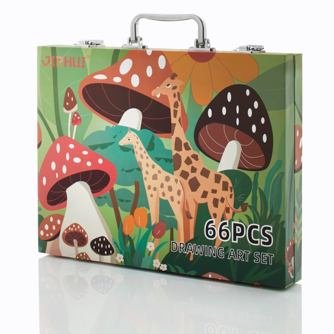 66-Piece Design Art Set with Watercolors, Pastels and Markers in Carrying Case, Multi, large