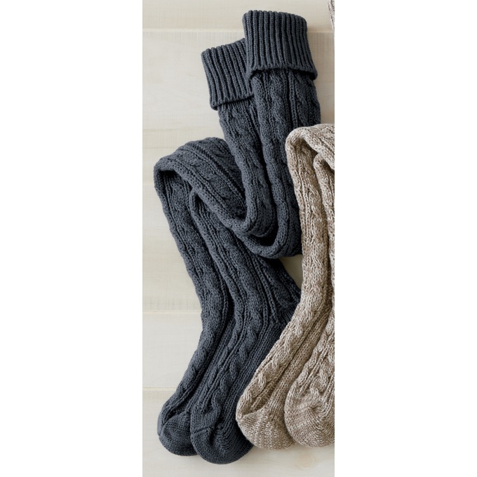 Over-The-Knee Cable-Knit Sock, , large