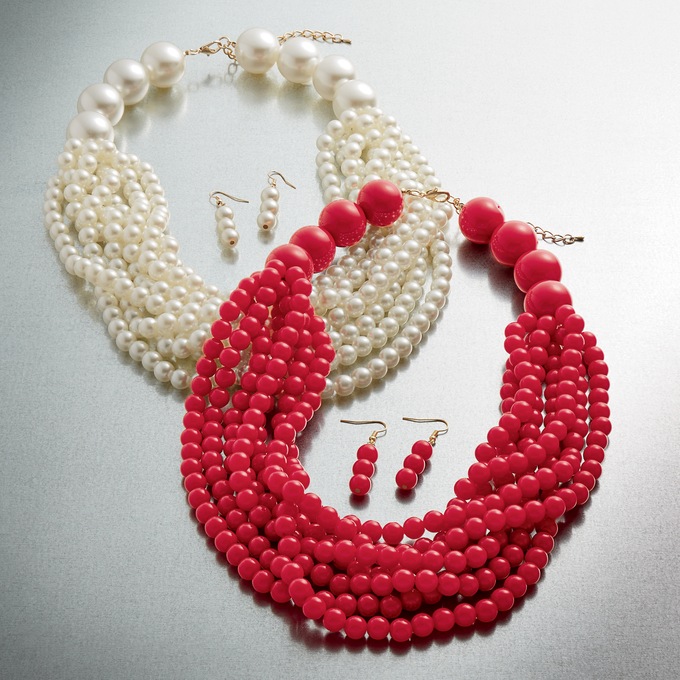 Beaded Necklace and Earring Set, , large