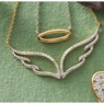 Diamond-Accented Two-Tone Halo/Wings 2-Piece Necklace Set, , large