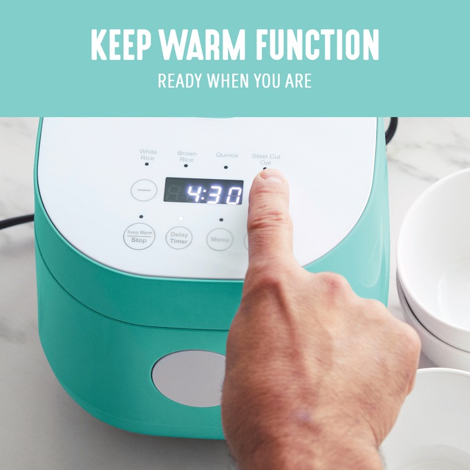 Greenlife 4-Cup Rice and Grains Cooker, Turquoise, large