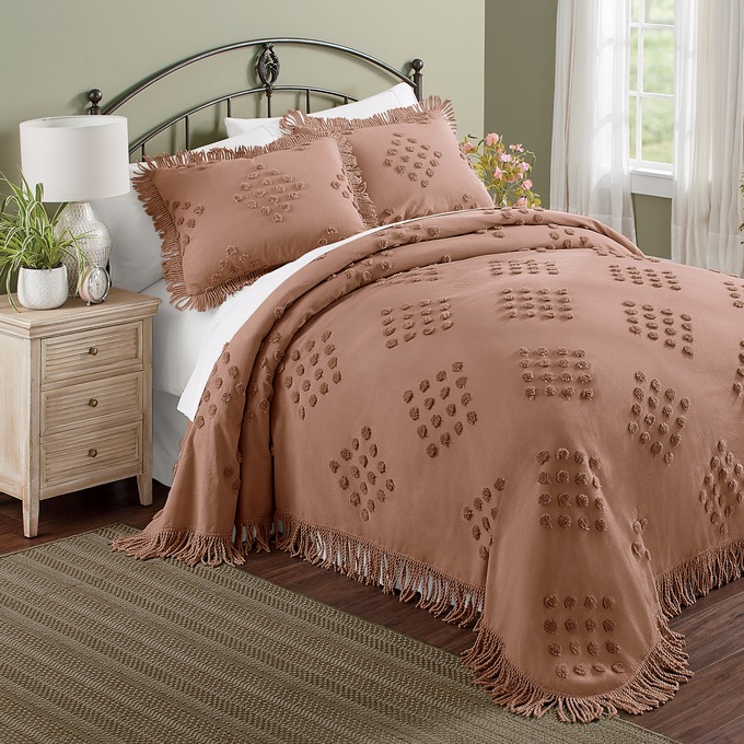 Harper Chenille Bedspread, Terra Cotta, large