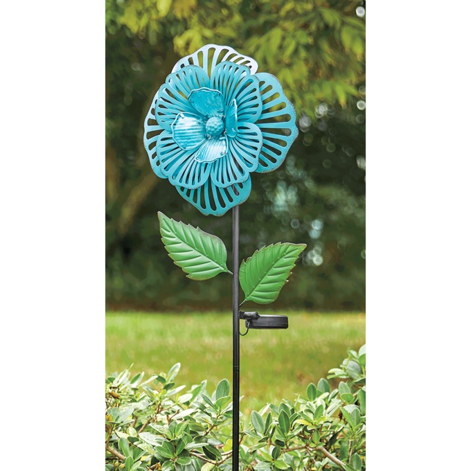 Solar Flower Stake, Blue, large