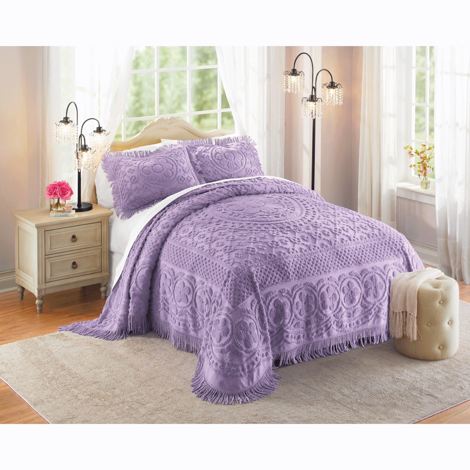 Emily Chenille Bedspread Sham and Shower Curtain Montgomery Ward