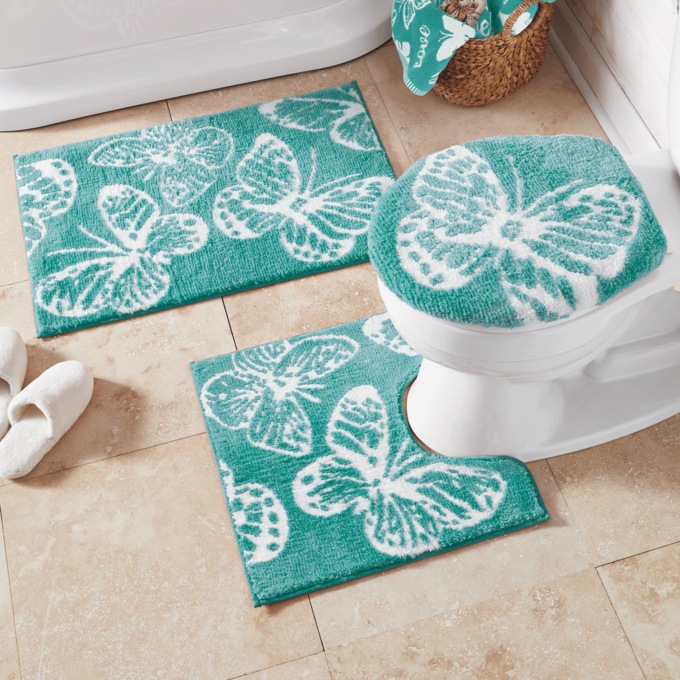 Color Connection Butterfly 3-Piece Bath Mat Set, , large