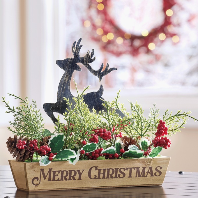 Christmas Tabletop Greenery Centerpiece, Brown, large