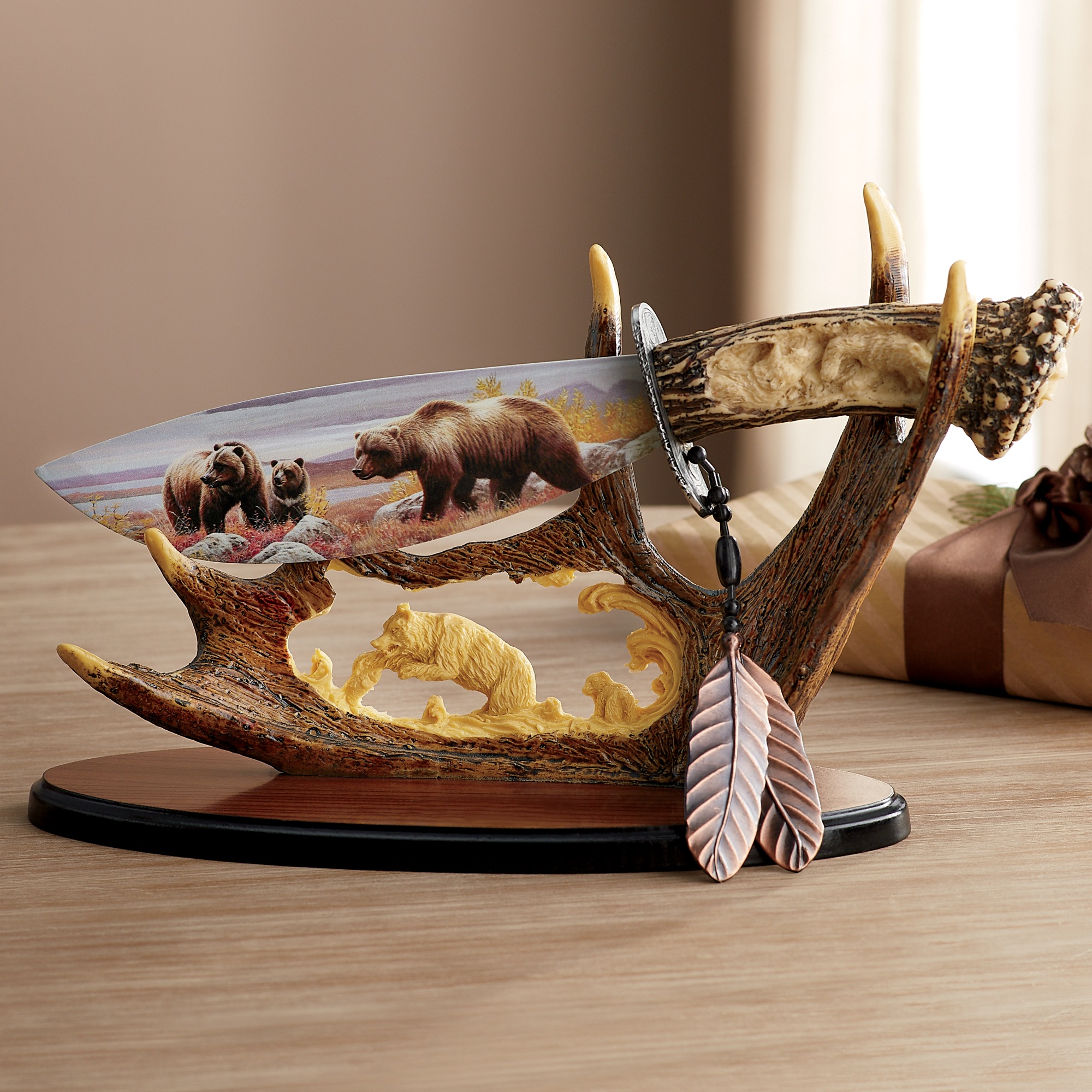 Wildlife Bear Knife with Stand, , large