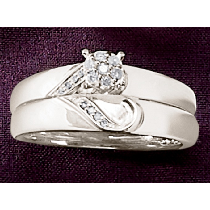 Diamond Round Cluster Swirl Bridal Set, , large