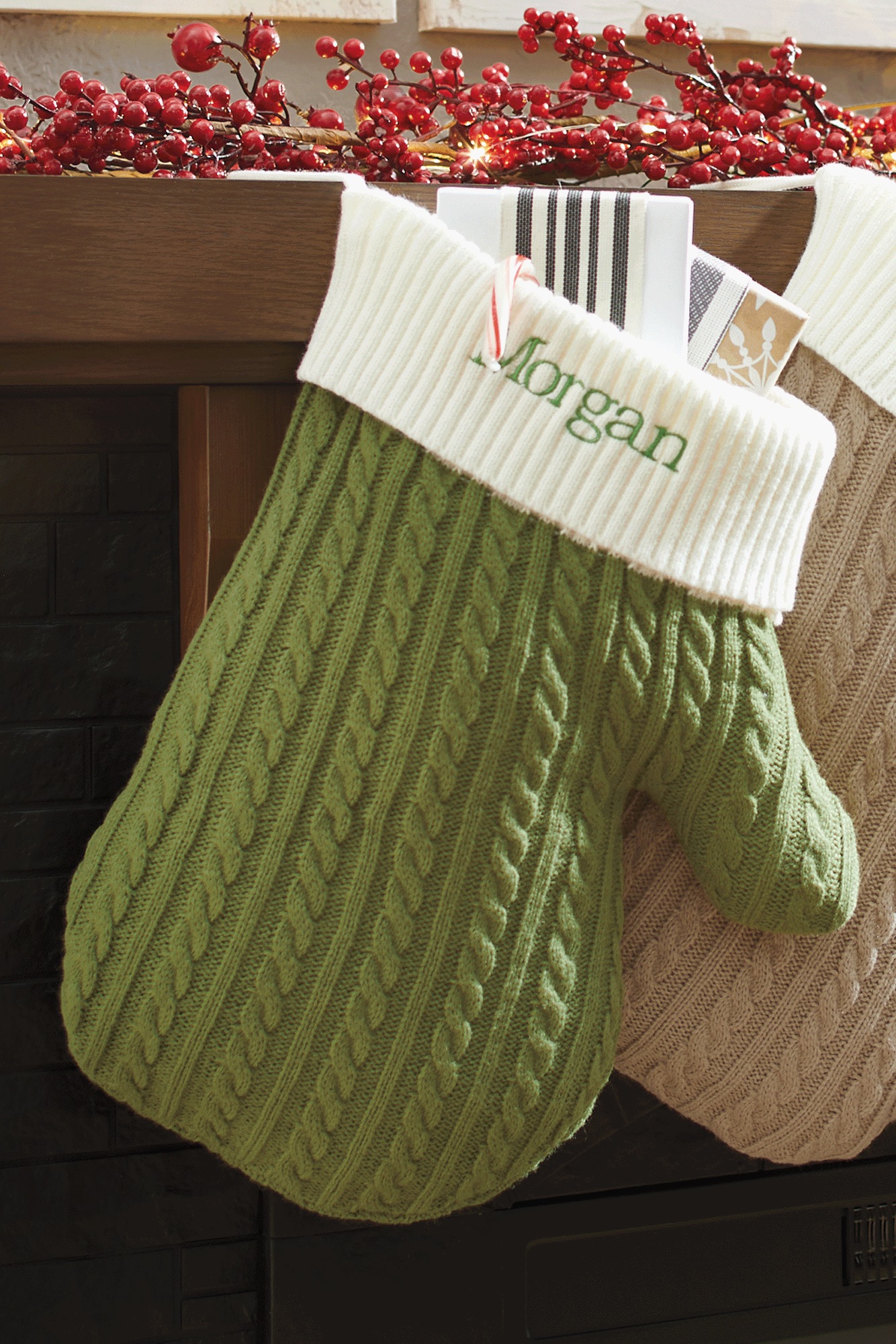 Mitten Stocking, Green, large