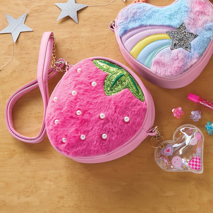 Kids’ Fuzzy Crossbody Purse with Makeup, , large