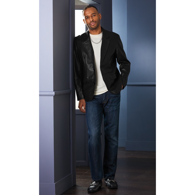Marcus Faux-Leather Blazer, , large