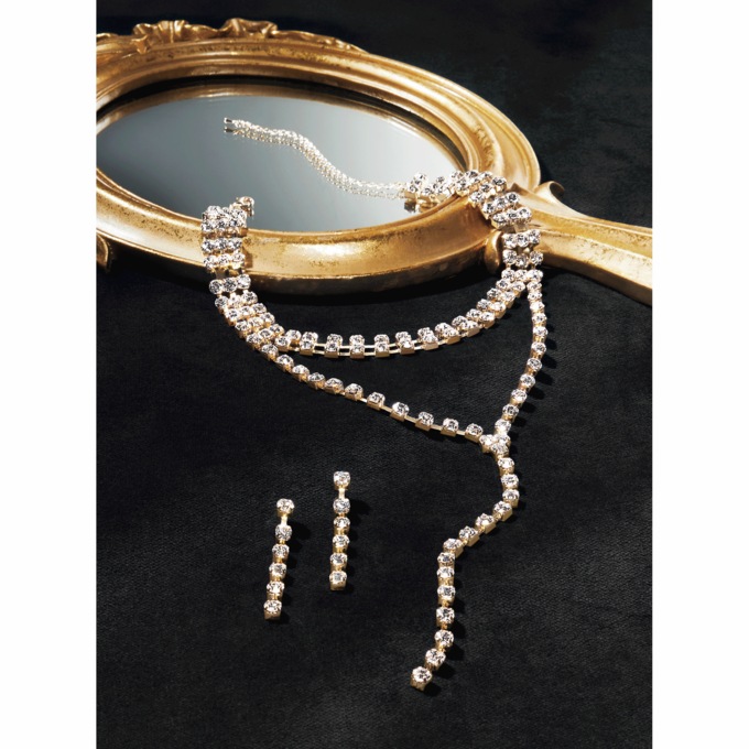 Crystal Multi-Strand Y Necklace & Earring Set, , large