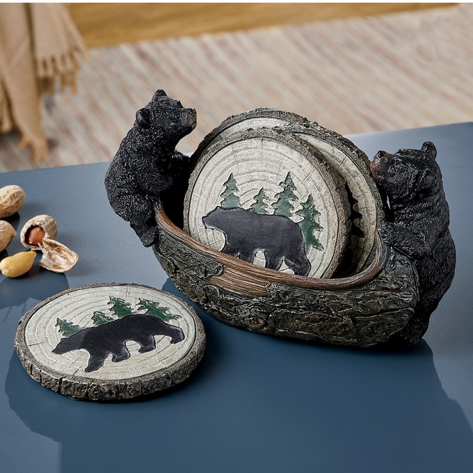 5-Piece Bear Coaster Set, , large