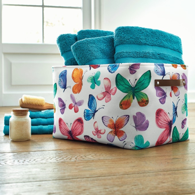 Butterfly Pattern Tote Basket, , large