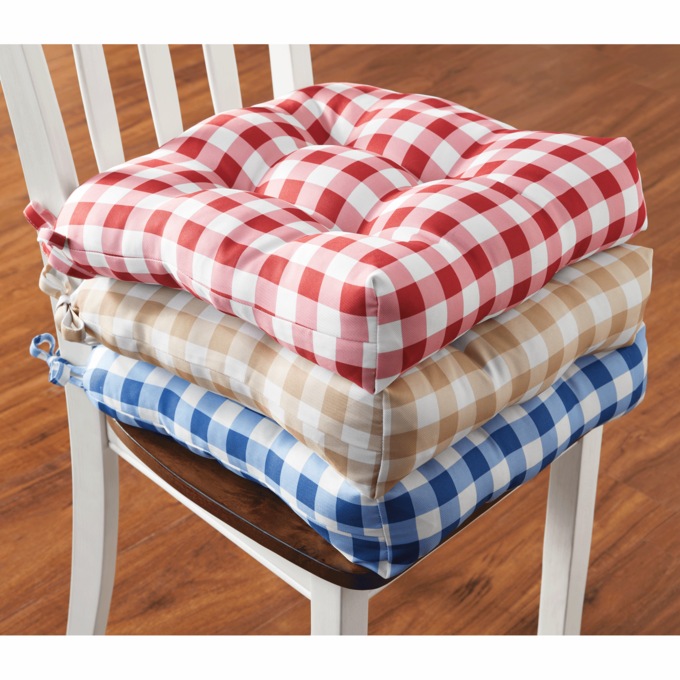 Gingham Check Chair Pad, Red Gingham, large