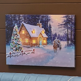 Lit Winter Scene Wall Art, , large