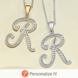Personalized Initial Diamond Pendant, , large