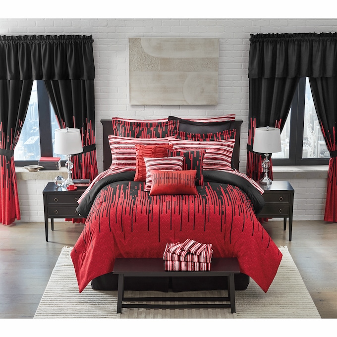 Gilda 30-Piece Complete Comforter and Curtain Set with 2 Coordinating Sheet Sets, , large