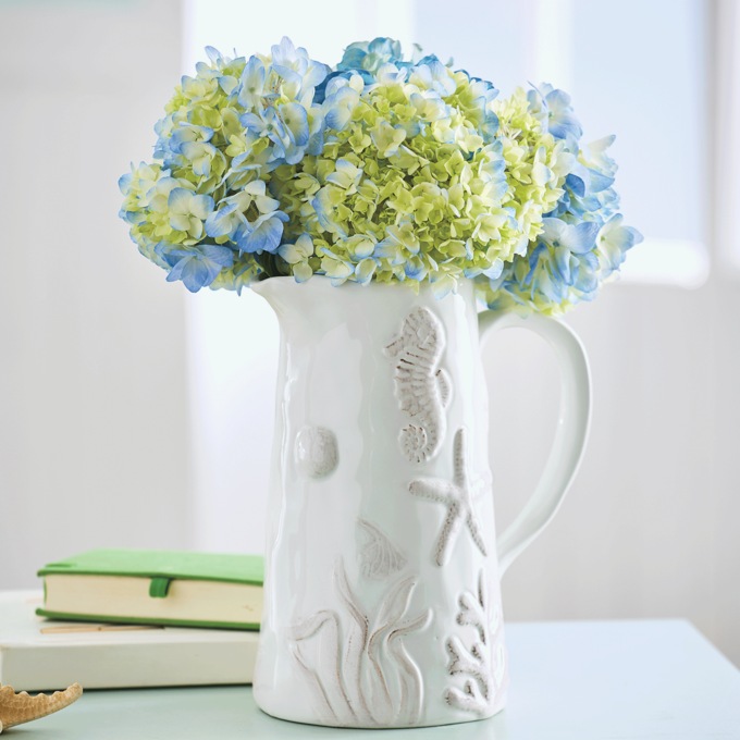 Beach Decorative Pitcher, Ivory, large