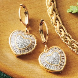 Diamond/Cubic Zirconia Heart Earrings, , large