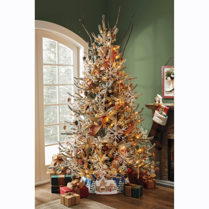 Santa on a Rooftop Metal Tree Collar, , large