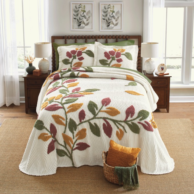 Verona Chenille Bedspread and Sham, , large