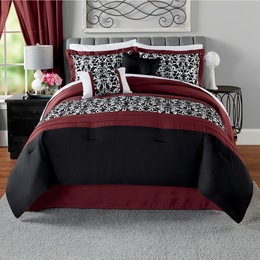 Camden Flocked 10-Piece Bed Set and Window Treatments, , large